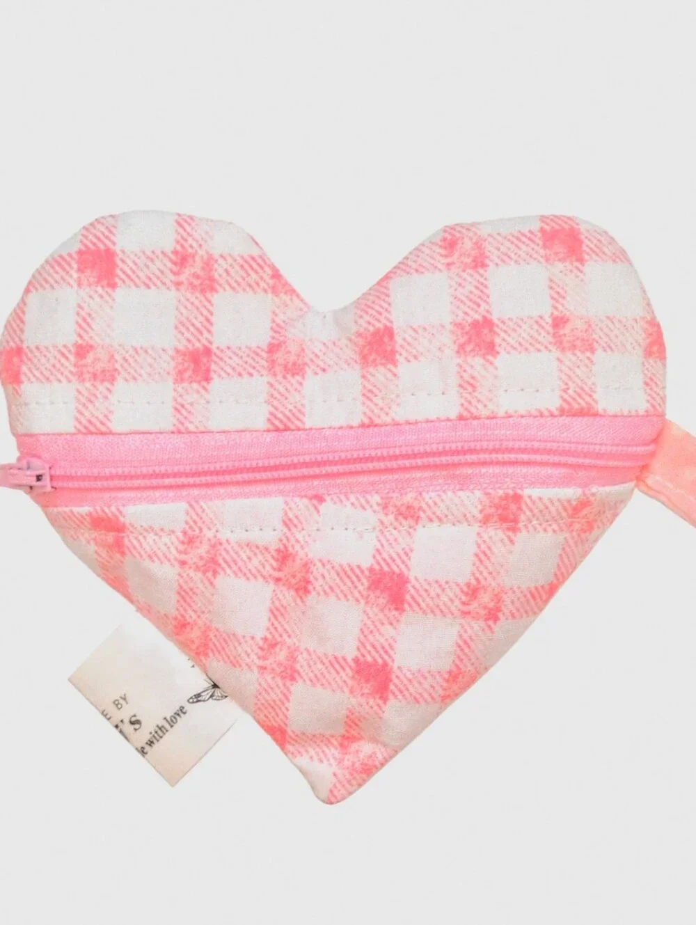 2 Heart Shaped Zip Pouches Handmade